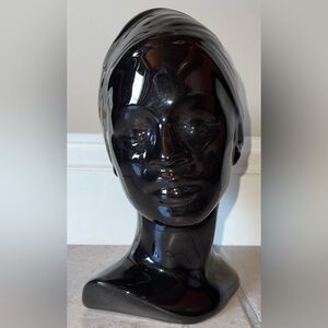 Vintage Retro 1980’s Black Ceramic Head-wrapped Woman